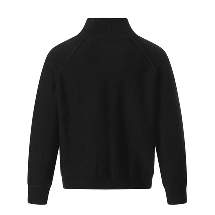 Chaqueta de Suéter de Punto con Cremallera – Cuello Alto