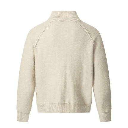 Chaqueta de Suéter de Punto con Cremallera – Cuello Alto