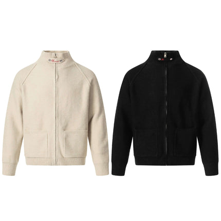 Chaqueta de Suéter de Punto con Cremallera – Cuello Alto