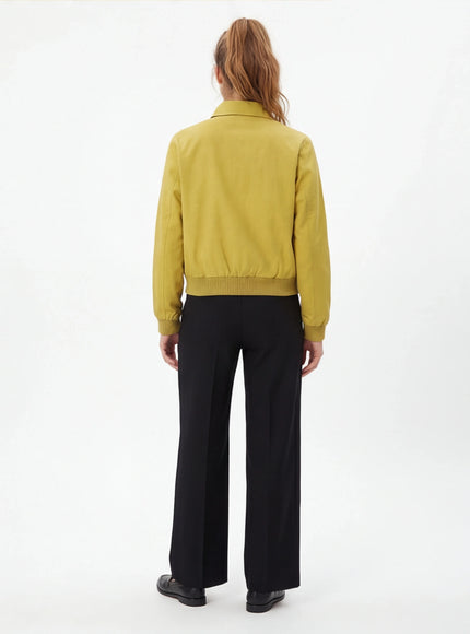 Back view of Apricot cropped tailored jacket by Grozavu
