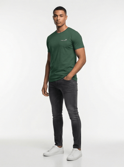 Close-up of cotton crew neck t-shirt fabric