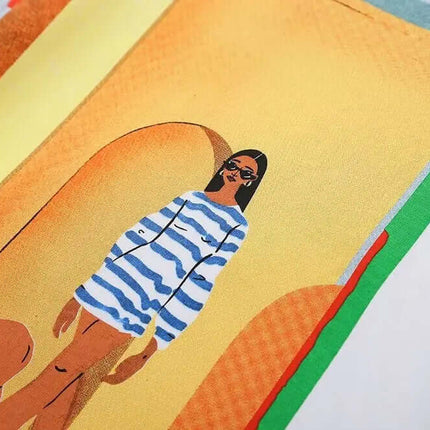 Illustration of a model wearing a striped shirt, showcasing a blend of fashion and art inspiration.