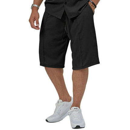 New men's new lapel casual shirt shorts two-piece set at €55.99