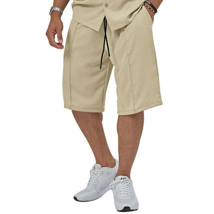 New men's new lapel casual shirt shorts two-piece set at €55.99