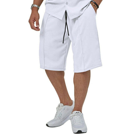 New men's new lapel casual shirt shorts two-piece set at €55.99