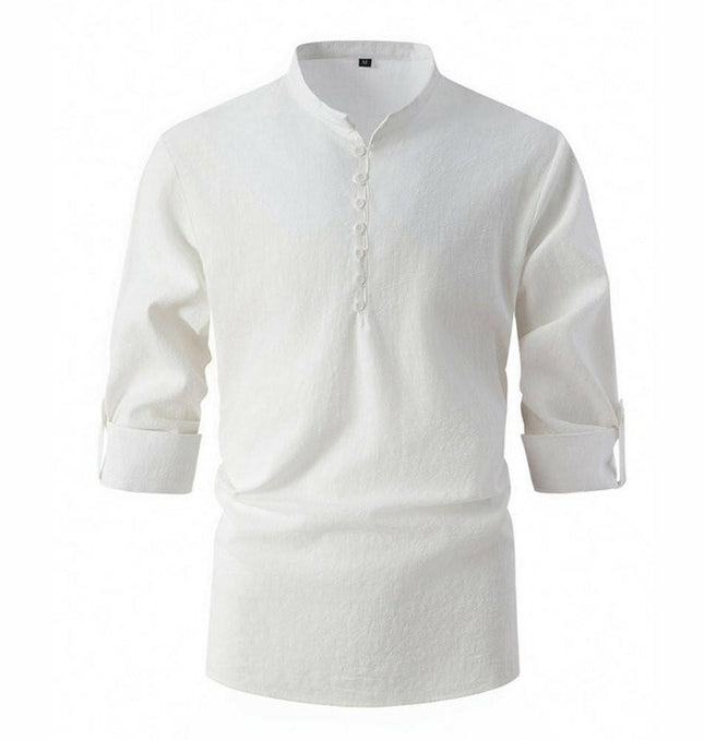 New Fashion Retro Stand Collar Slim Fit Casual Long Sleeve Shirt at €36.99