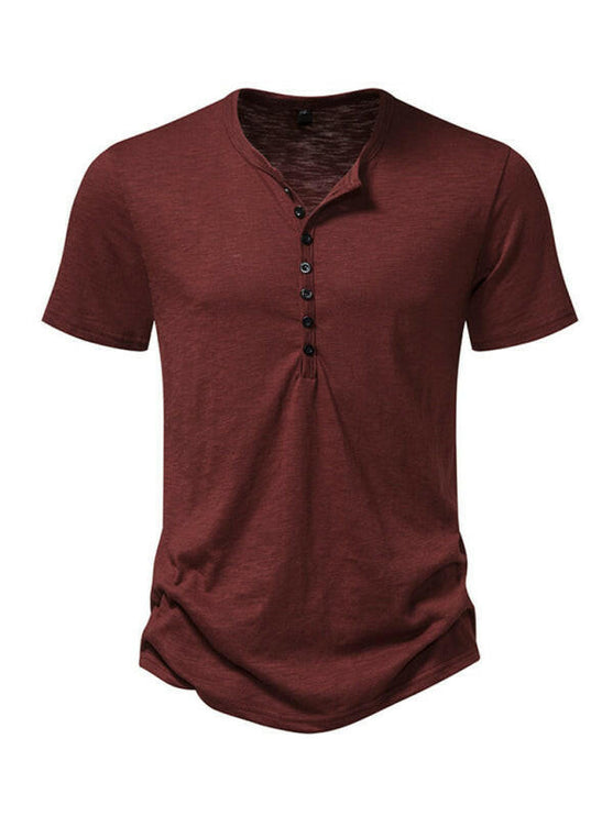 Men's Henley Casual Fashion Basic Short Sleeve T-Shirt