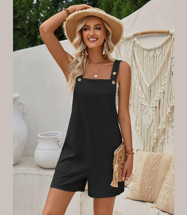 Women's sleeveless straight jacquard solid color jumpsuit