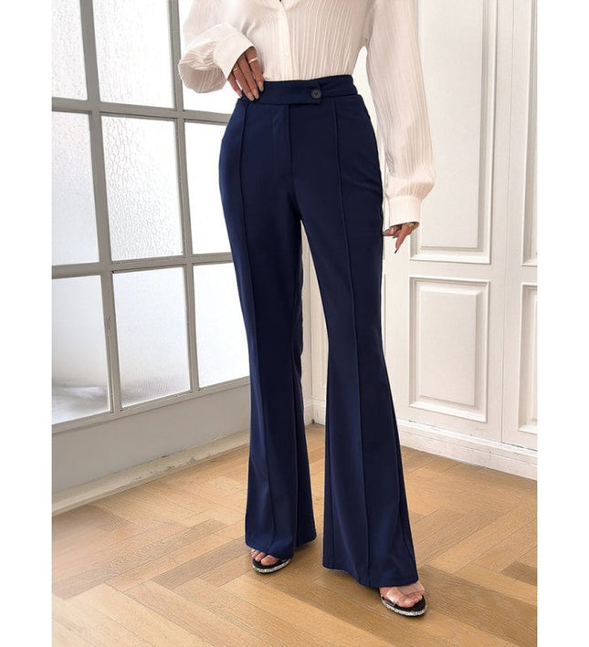 Women's new elegant solid color slim fit flared trousers