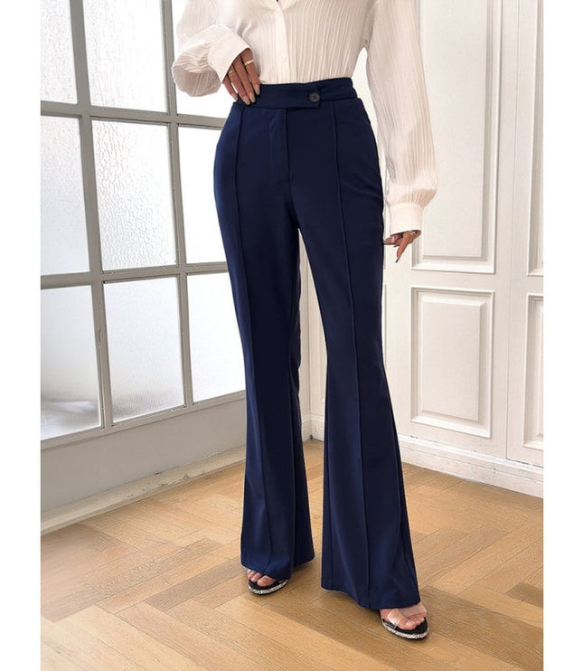 Women's new elegant solid color slim fit flared trousers