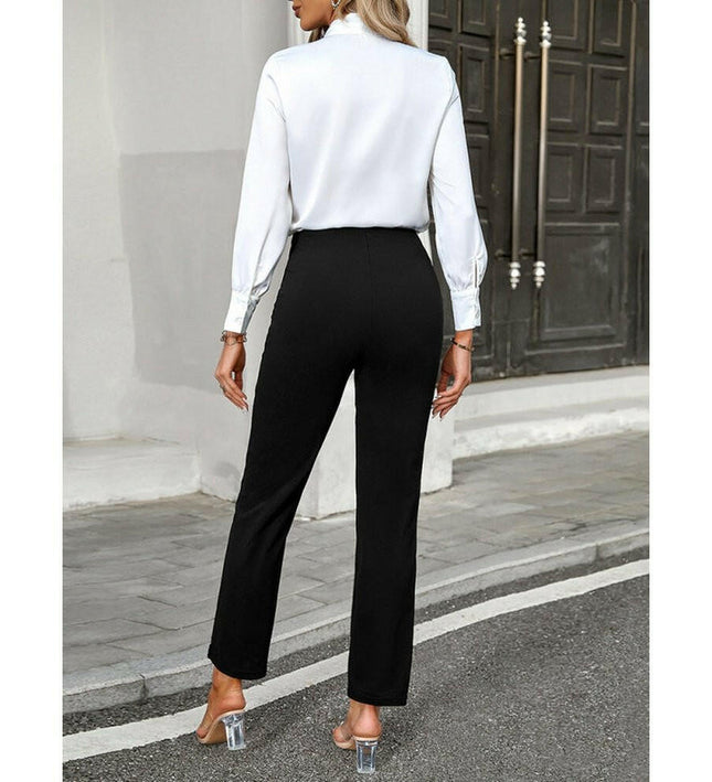 Women's new temperament commuting solid color slim trousers