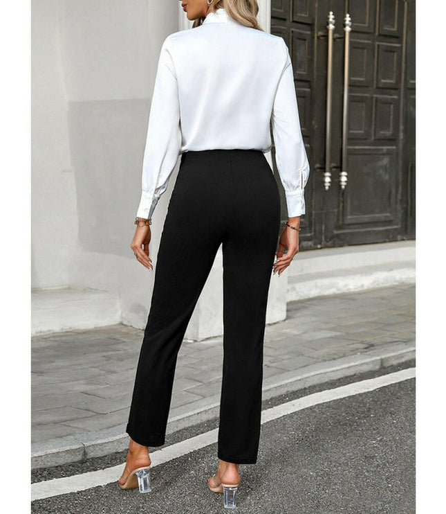 Women's new temperament commuting solid color slim trousers