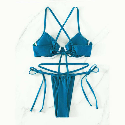 Women's sexy strappy split underwire bikini at €21.99