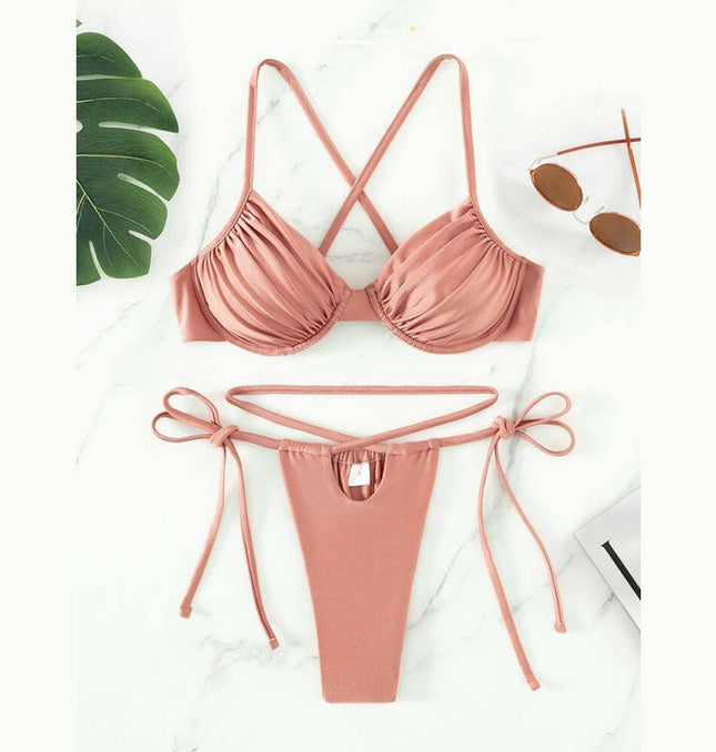 Women's sexy strappy split underwire bikini at €21.99