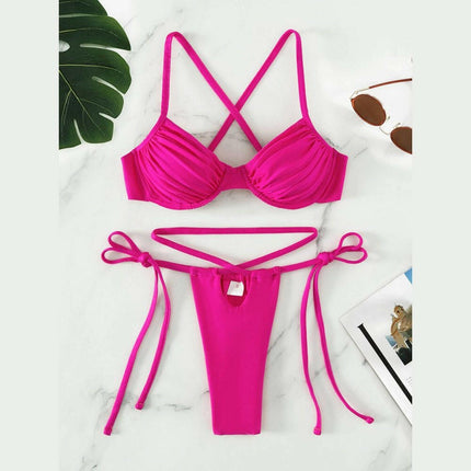 Women's sexy strappy split underwire bikini at €21.99