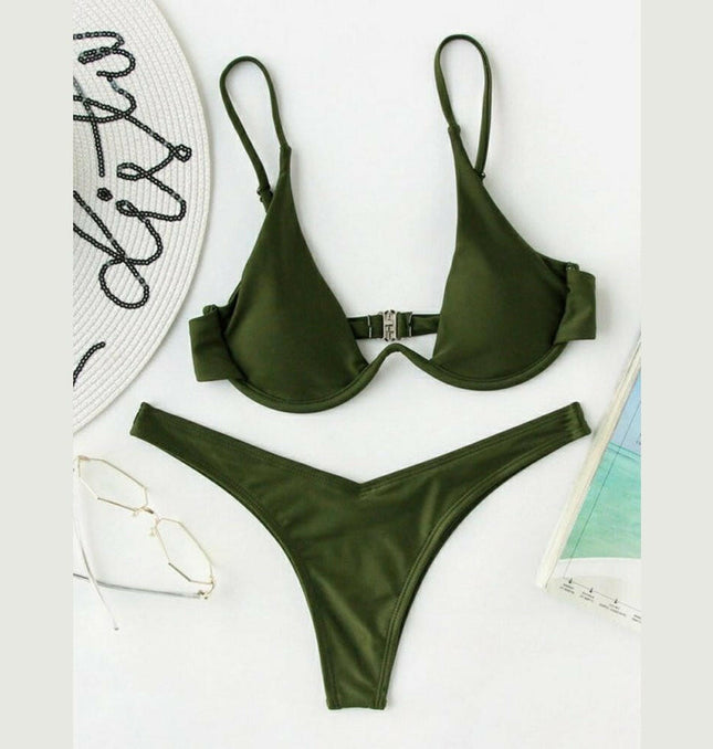 New sexy bikini solid color underwire swimsuit at €18.99