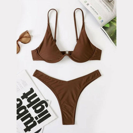 New sexy bikini solid color underwire swimsuit at €18.99