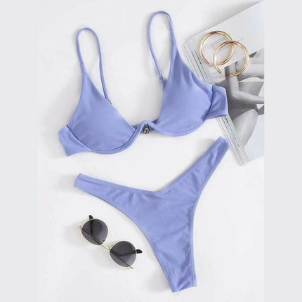 New sexy bikini solid color underwire swimsuit at €18.99