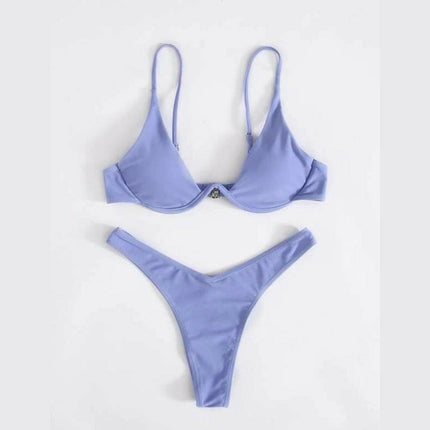 New sexy bikini solid color underwire swimsuit at €18.99