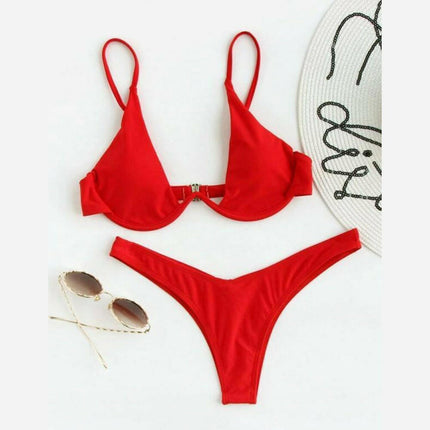 New sexy bikini solid color underwire swimsuit at €18.99