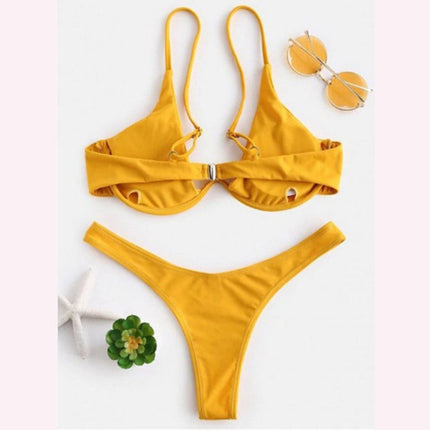 New sexy bikini solid color underwire swimsuit at €18.99