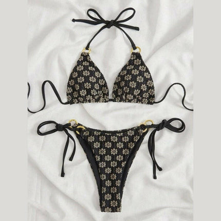 New style halter neck sexy special textured fabric bikini at €17.99