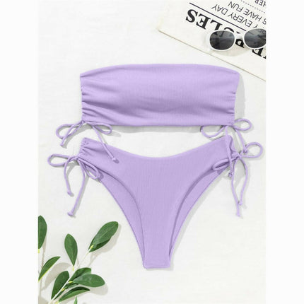 New split bandeau strap bikini solid color sexy multi-color swimsuit at €21.99