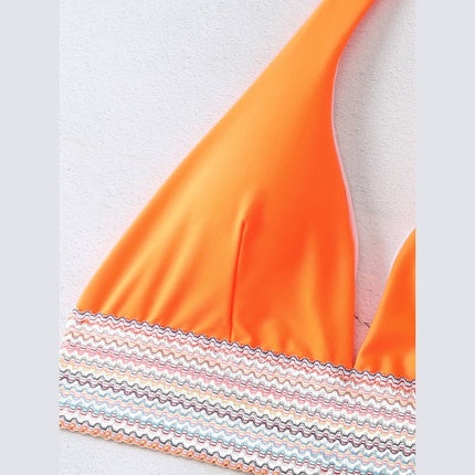 High Waist Swimsuit Color Block Web Sexy Push Up Bikini at €22.99