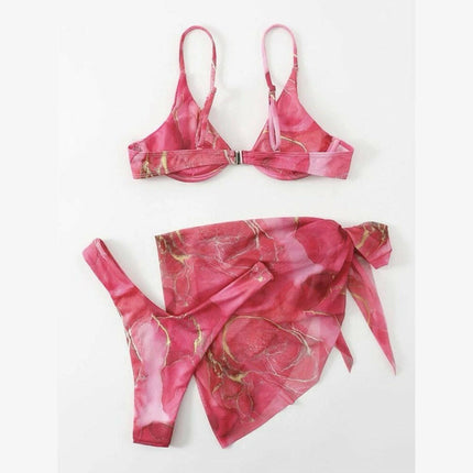 New marble tie-dye three-piece bikini set at €22.99