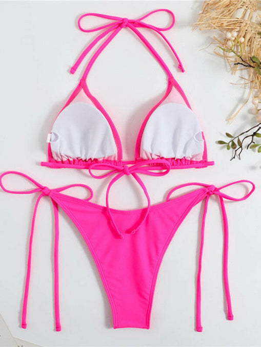 Plain color split strap women's sexy triangle bikini at €16.99