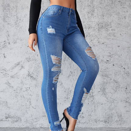 New style ripped jeans slim fit hip lift skinny trousers at €53.18