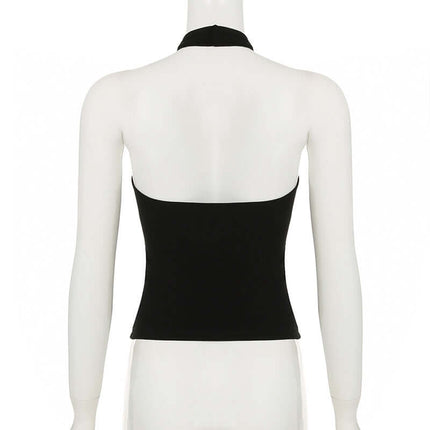 Irregular Strapless Slim Fit Tank Top showcasing the back view on a mannequin, emphasizing its sleek silhouette.