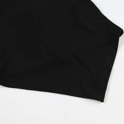 Irregular Strapless Slim Fit Tank Top featuring black fabric and sleek design detail.