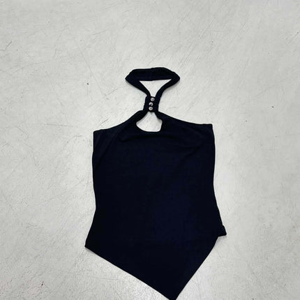 Irregular Strapless Slim Fit Tank Top laid flat showcasing its unique design and silhouette.