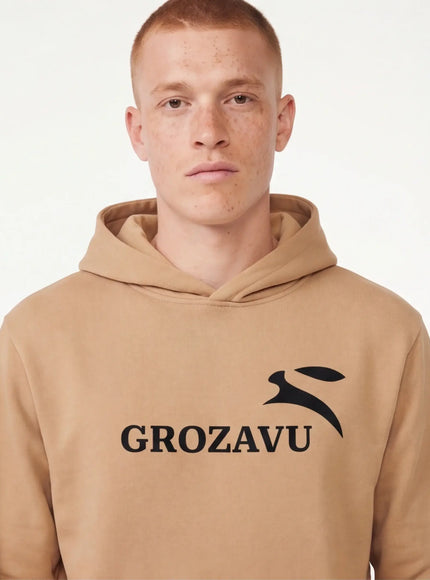 Back view of urban garment dyed hoodie by Grozavu