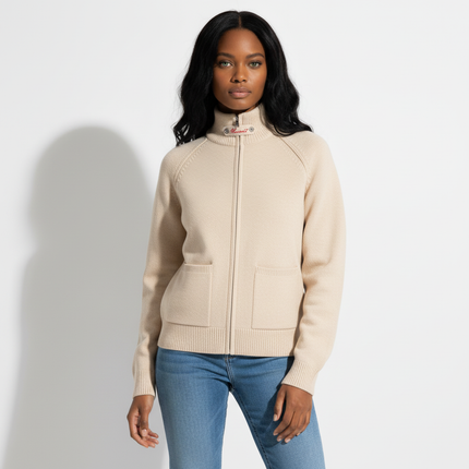 Knit Zipper Sweater Jacket – High Neck