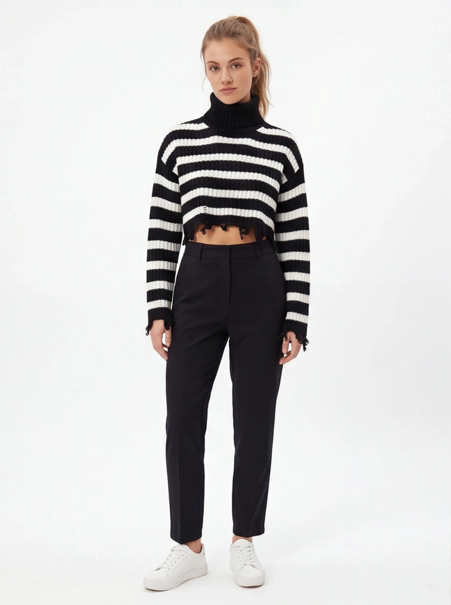 Pull en tricot à col roulé pour femme à coupe essentielle