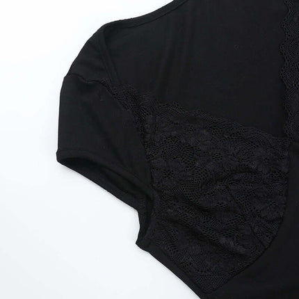 Lace Patchwork Strapless Vest – Slim Fit featuring elegant lace patchwork design in black, ideal for modern street style.