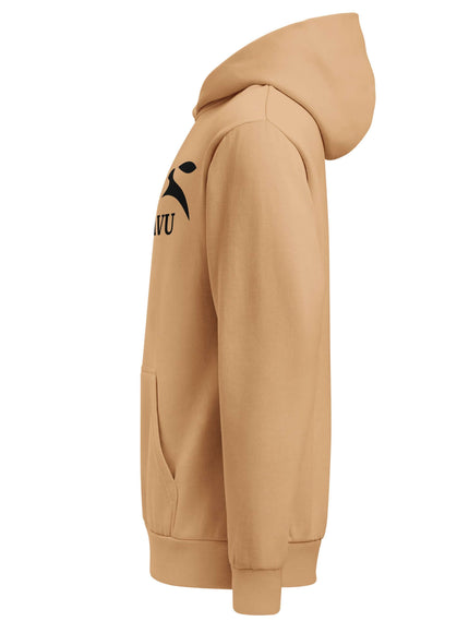 Model wearing urban garment dyed hoodie by Grozavu