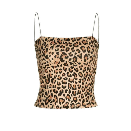 Leopard Print Strapless Crop Tank Top featuring bold leopard print design for trendy summer outfits.