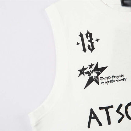 Letter Cross Print Tank Top - Loose Fit featuring bold graphics and casual design, perfect for youth streetwear enthusiasts.