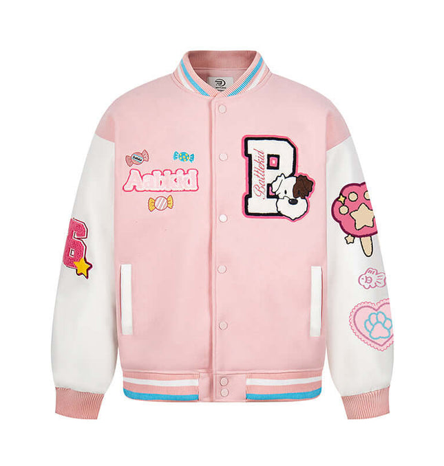 Letter Embroidery Colorblock Jacket