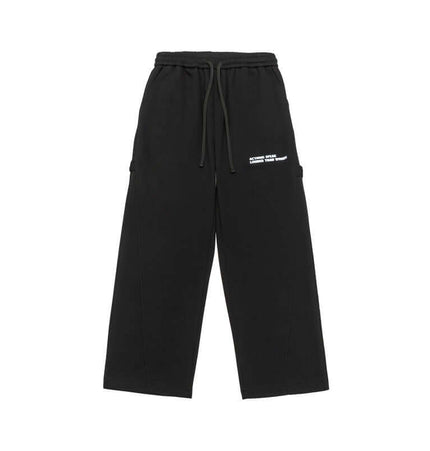 Letter Print Casual Pants – Loose Fit in black with modern letter print design and relaxed fit.