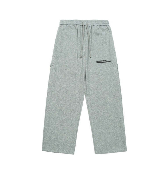 Letter Print Casual Pants – Loose Fit in light grey with modern design and relaxed fit for casual wear.