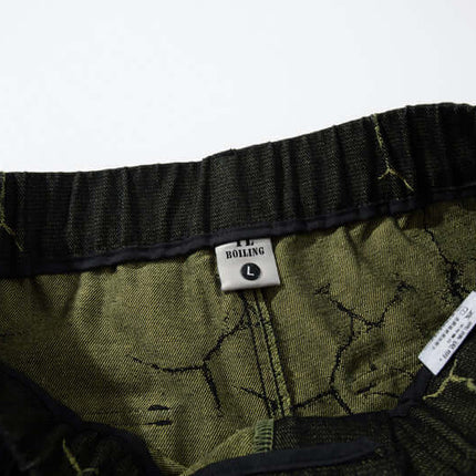 Lightning Cargo Wide Leg Denim Pants waistband showcasing vintage lightning pattern design