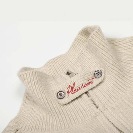 Chaqueta de Suéter de Punto con Cremallera – Cuello Alto