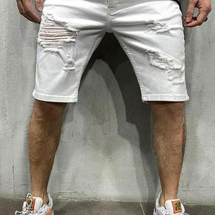 Men's Fashion Mid Waist Ripped Slim Short Jeans at €37.99