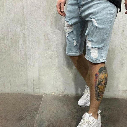 Men's Fashion Mid Waist Ripped Slim Short Jeans at €37.99