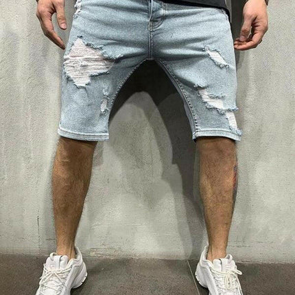 Men's Fashion Mid Waist Ripped Slim Short Jeans at €37.99