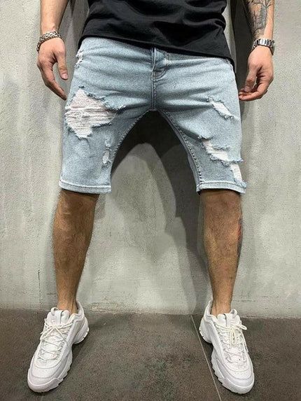 Men's Fashion Mid Waist Ripped Slim Short Jeans at €37.99